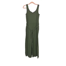 Gap Jumpsuit Womens Medium Ribbed Sleeveless Easy Belted Greenway Wide Leg