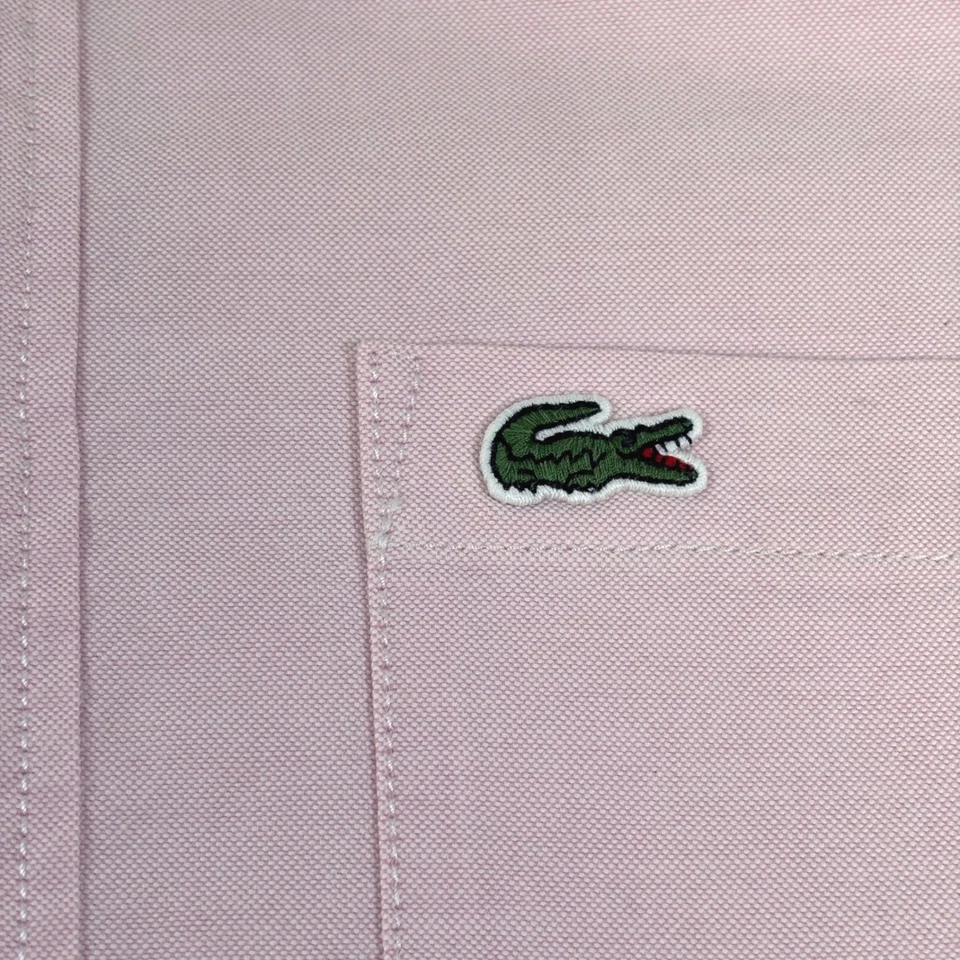 Camisa LaCoste Live Algodón Sarga Rosa Manga Larga Con Botones Para Hombre Talla L/XL Foto 4 de 4