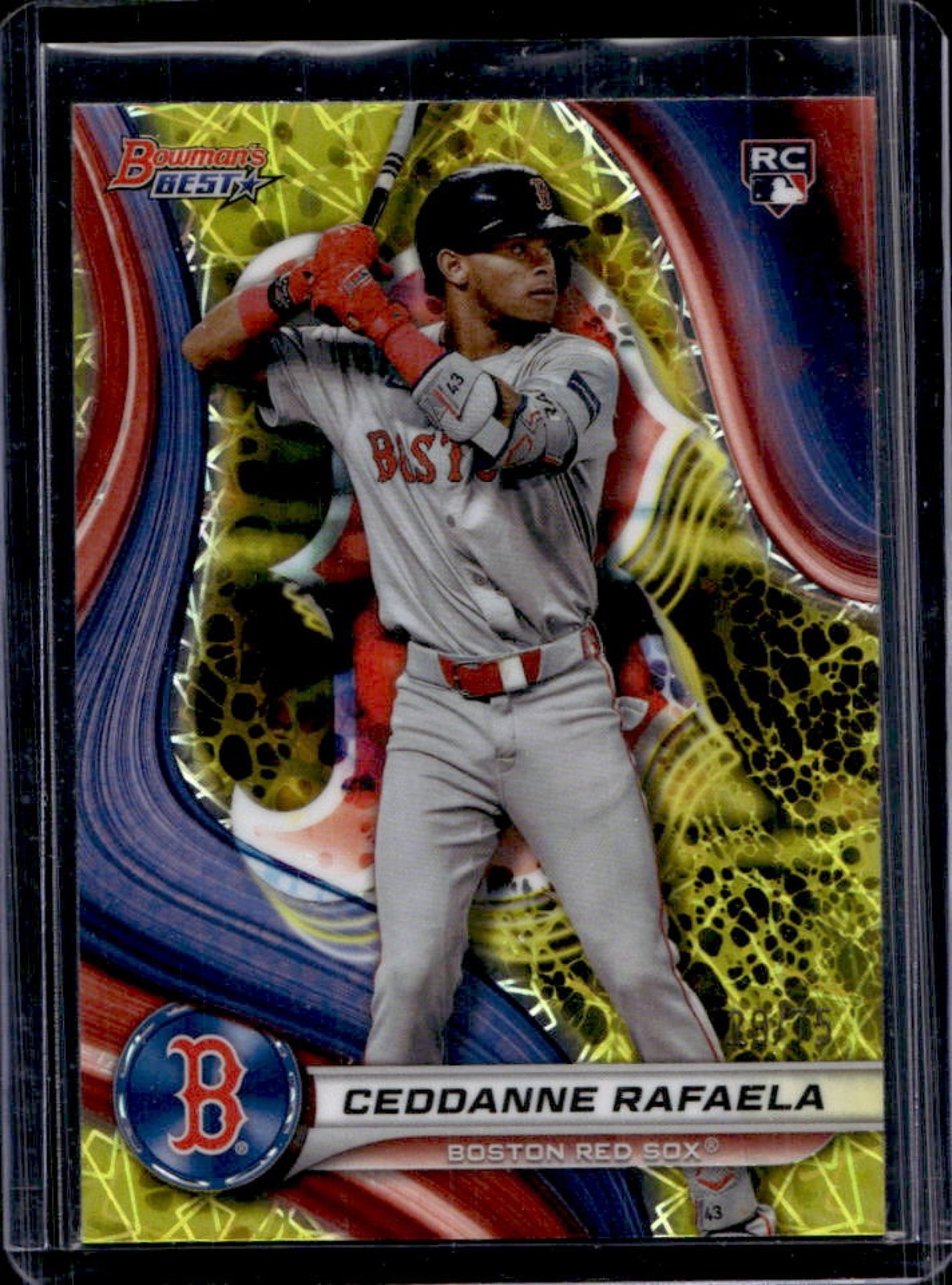2024 Bowman's Best Ceddanne Rafaela RC Yellow Lazer Refractor #/75 Red Sox