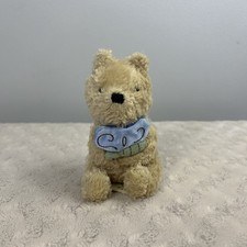 Classic Winnie the Pooh Bear Rattle Plush Stuffed Animal Toy Tan Blue Butterfly