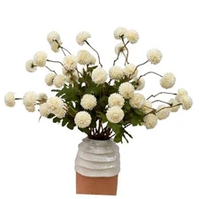 10 Stems Fake Flowers +Eucalyptus Stems Realistic Artificial Milky White