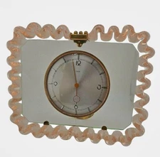 Vintage Iatos Art Deco Mid-Century Modern Murano Twisted Glass Table Top Clock