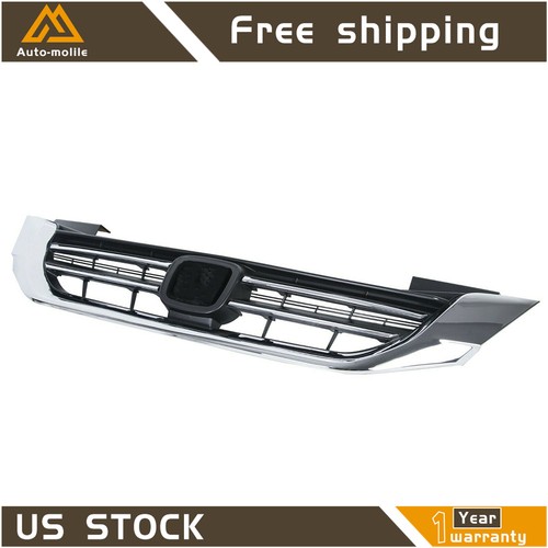 For Honda Accord Sedan 2013-2015 Chrome+Black Front Bumper Upper Grille Plastic - Foto 5 di 8