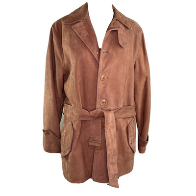 Ralph Lauren Camel Suede Safari Blazer Belted Jacket Country Western 10 VINTAGE