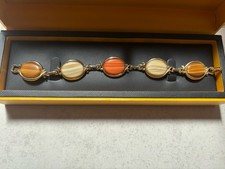 Vintage Bal-Ron bracelet gold Colour with Multi carnelian and agate stones.