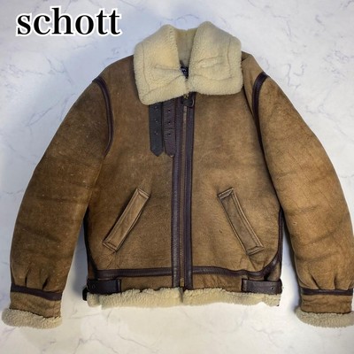 Schott Schott B-3 Flight Jacket 40 Real Shearling Brown