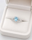 GENUINE AQUAMARINE & DIAMONDS RING SOLID .925 STERLING SILVER - New With Tag — photo 3