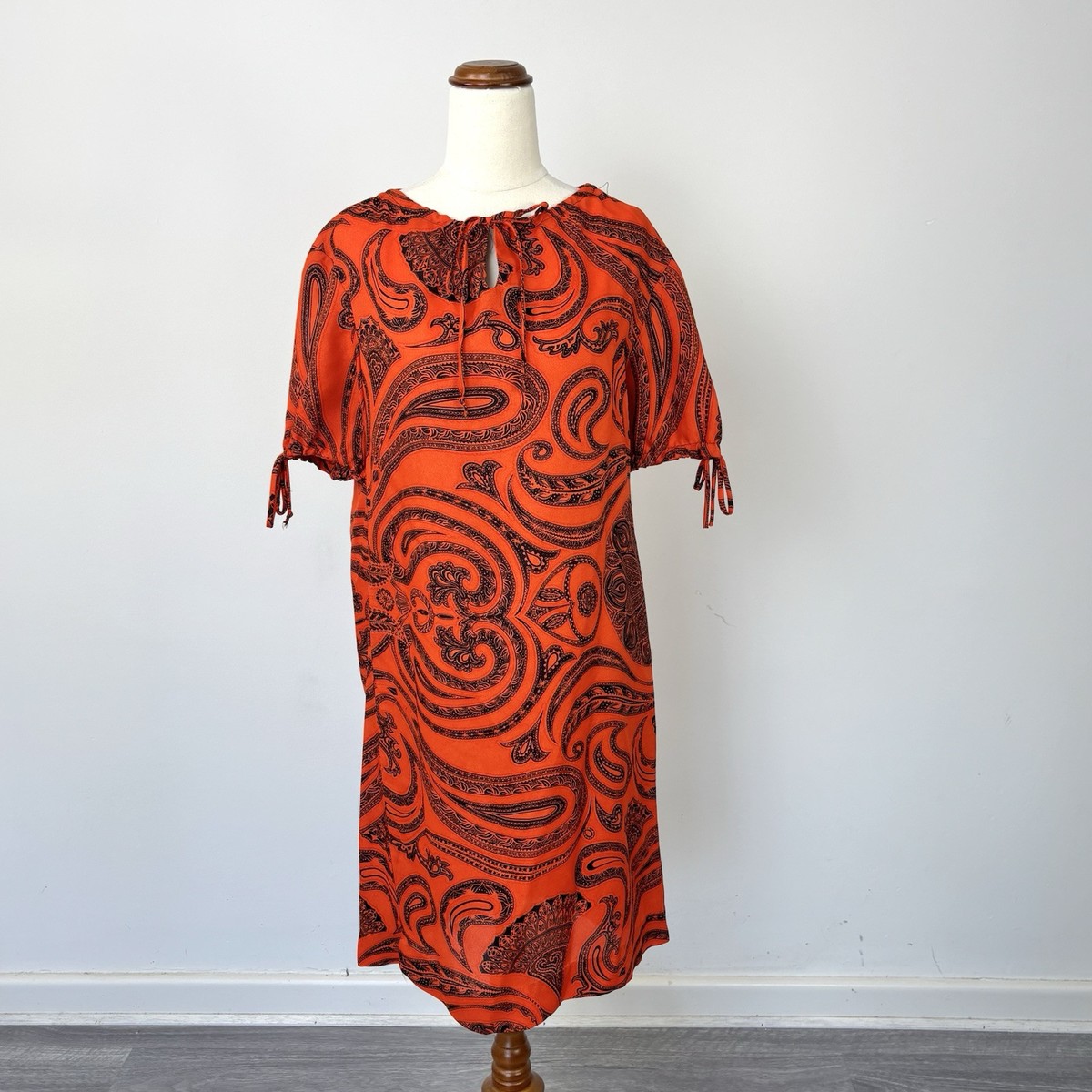 Vintage 60s David Jones for Service Dress Mod Shift Orange Paisley