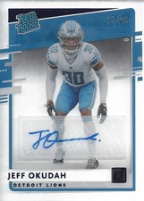 2020 Donruss Clearly Rated Rookie Autographs Blue #45 Jeff Okudah Auto /35 FB