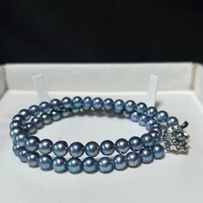 Akoya pearl necklace with vibrant sky blue pearls 6570mm M593