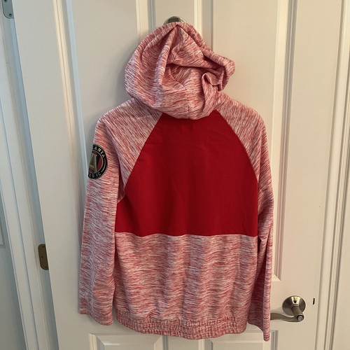 Atlanta United FC Women Large L Hoodie SweatShirt Red White Short Sleeve New Era - Picture 10 of 13
