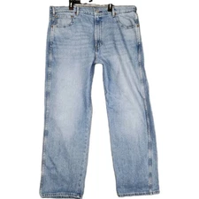 Levis Jeans Mens 40x32 Blue Western Fit Denim Pant Light Wash Faded Bootcut