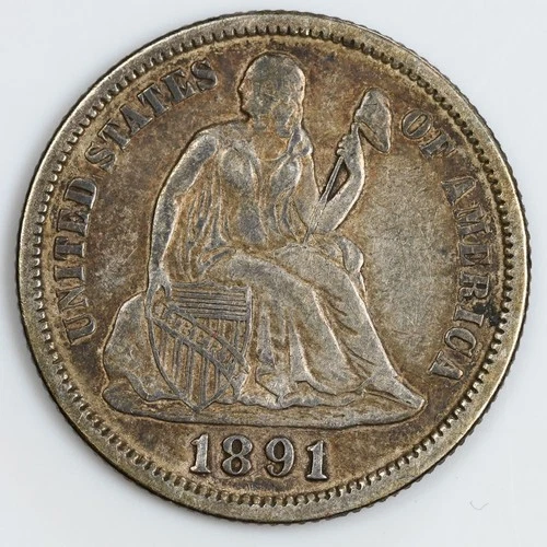 1891 Liberty Seated Dime VF/XF Silver 10c