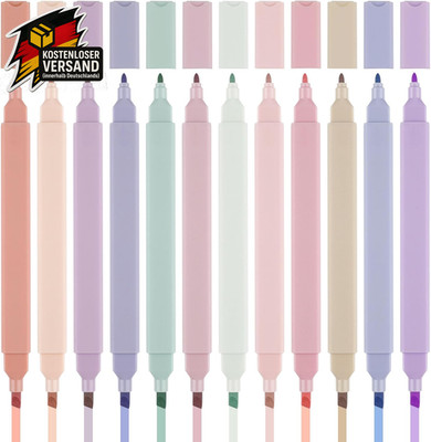 Dual Textmarker Set 12 Stück 2-in-1 Pastell Highlighting Büro & Schule