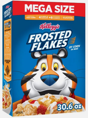 Kellogg's Frosted Flakes Original Breakfast Cereal, Fat Free, Mega Size, 30.6 oz