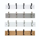 Coat Rack Wall Door Mounted, 4 Coat Hooks on 38cm Wooden Board, Clothes Hanger