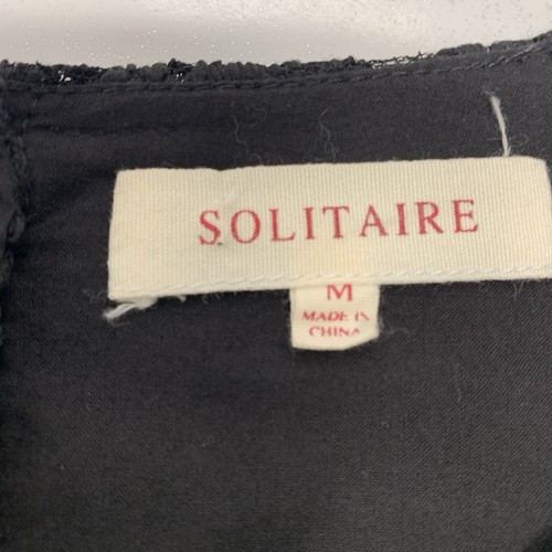 Solitaire Lace Crochet Blouse Woman Medium Black Floral Flare Sleeve Witchy Goth - Picture 8 of 12