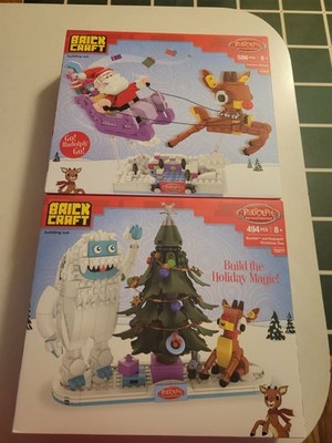 NEW BRICKCRAFT BRICKS 586 & 494 pc rudolph SANTA'S SLEIGH & BUMBLE ...