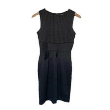 Banana Republic Monochromatic Black Sleeveless Patterned Sheath Dress Size 0