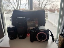 Canon EOS Rebel T5 Bundle 18-55mm 75-300mm Lenses Bag Charger SD Card