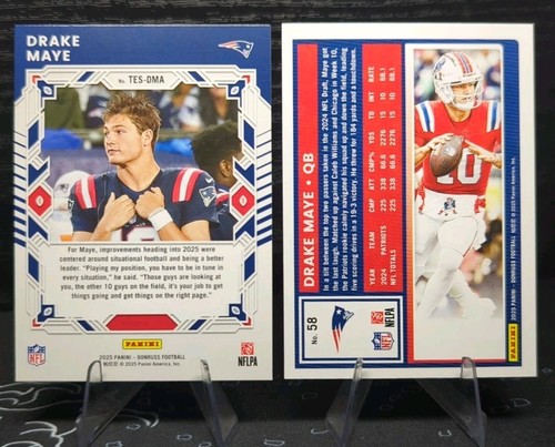 2025 Panini Donruss Drake Maye Elite Series Insert #TES-DMA w/Base Patriots - Picture 3 of 3