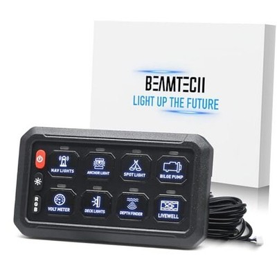  8 Gang Switch Panel, RGB Multifunction Switch Toggle Momentary 8-GANG RGB