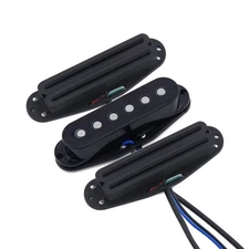 FLEOR Full Black Hot Dual Rail /Single Coil/ Dual Rail Pickup Set fit ST Guitar