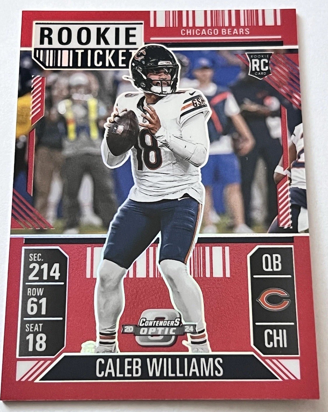 2024 Contenders Optic CALEB WILLIAMS Red Rookie Ticket Prizm /199 RC #68 Bears🚀