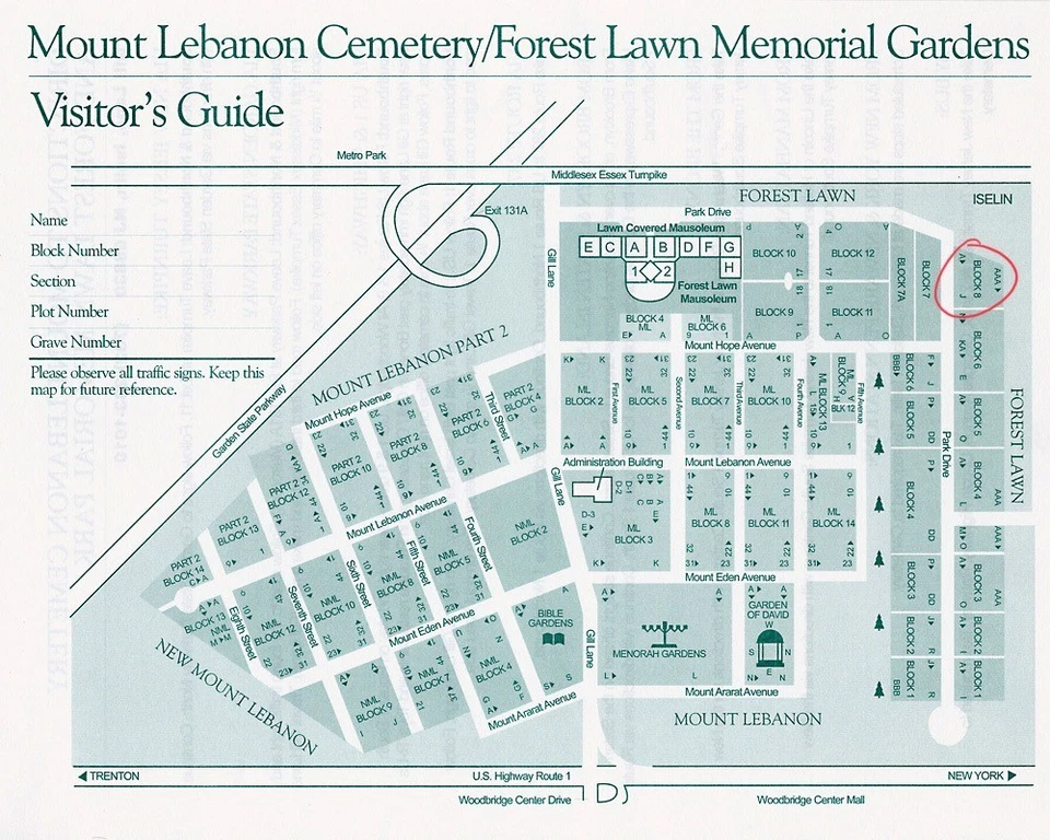 Parcela de doble profundidad - Forest Lawn Gardens, Mt. Cementerio del Líbano (Iselin, Nueva Jersey) Foto 3 de 3