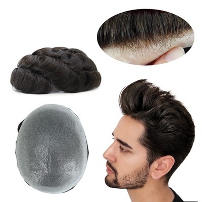 Mens Toupee Human Hair Replacement System 0.05mm Thin Skin BIO Hairpieces Mirage