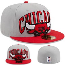 New Era Chicago Bulls 5950 Fitted Hat NBA 23 Gray Red 2 Tone Color Cap