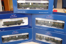 Liliput 334000 - 334003, Liliput 235001 H0 Set 5 x Personenwagen DRG Epoche 2