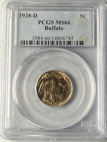 1938-D 5C Buffalo Nickel PCGS MS66 - Highest Levels of Detail and Luster