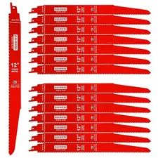 15 Pack 12 Inch 8/10TPI Bi-Metal Reciprocating Saw Blades