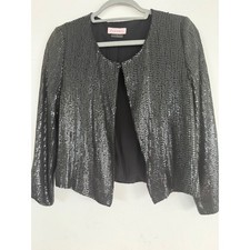 Zenobia 100% Silk Black Sequin Evening Cover up Made in Canada Size 8