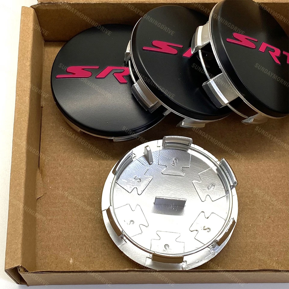 4x Black Red SRT Wheel Center Caps Fits For SRT 2015-2020 Rim Hup Center Covers Foto 2 de 4