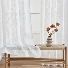 White Semi Sheer Curtains 84 Inches Long 2 Panels Set for Living Room Bedroom...