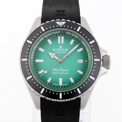 EDOX 80120-3NCA-VDN SKYDIVER NEPTUNIAN AUTOMATIC MEN'S WRISTWATCH ROUND FACE