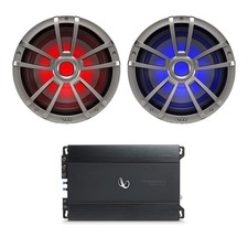 Infinity 10" 750W Marine LED Subwoofer Titanium, Pair , 300W Mono Amplifier