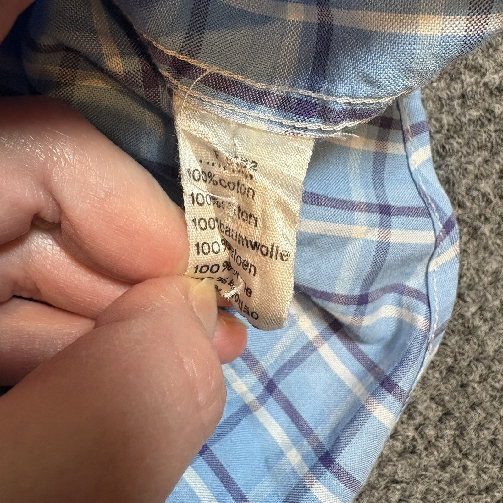 Lacoste Shirt Mens 40 Blue White Plaid Button Down Long Sleeve Regular Fit thumbnail 6