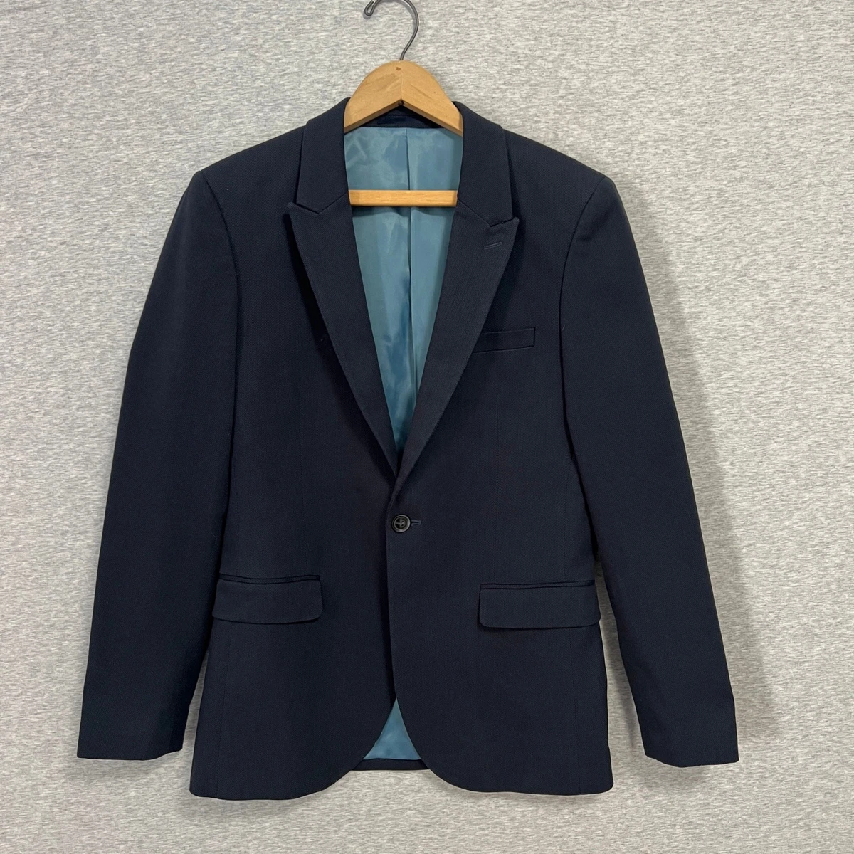 Topman - Blazer en lin mélangé à double boutonnage - Bleu marine