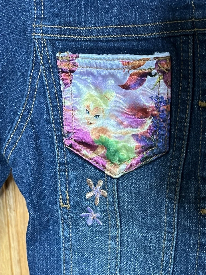 Disney Fairies Jean Jacket Girls Small (5/6)  Disney Store Tinker Bell Embroider - Изображение 4 из 4