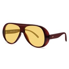 Retro Polarized Oversized 90s Aviator 59 Millimeters Brown Frame Yellow Lens