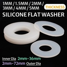 1MM-5MM THICK WHITE SILICONE HIGH TEMP FLAT RING RUBBER WASHER SEAL GASKETS