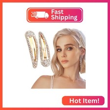 WLLHYF 2Pcs Rhinestone Hair Clips Metal Snap Hairpins Bling Crystal Hair Barrett