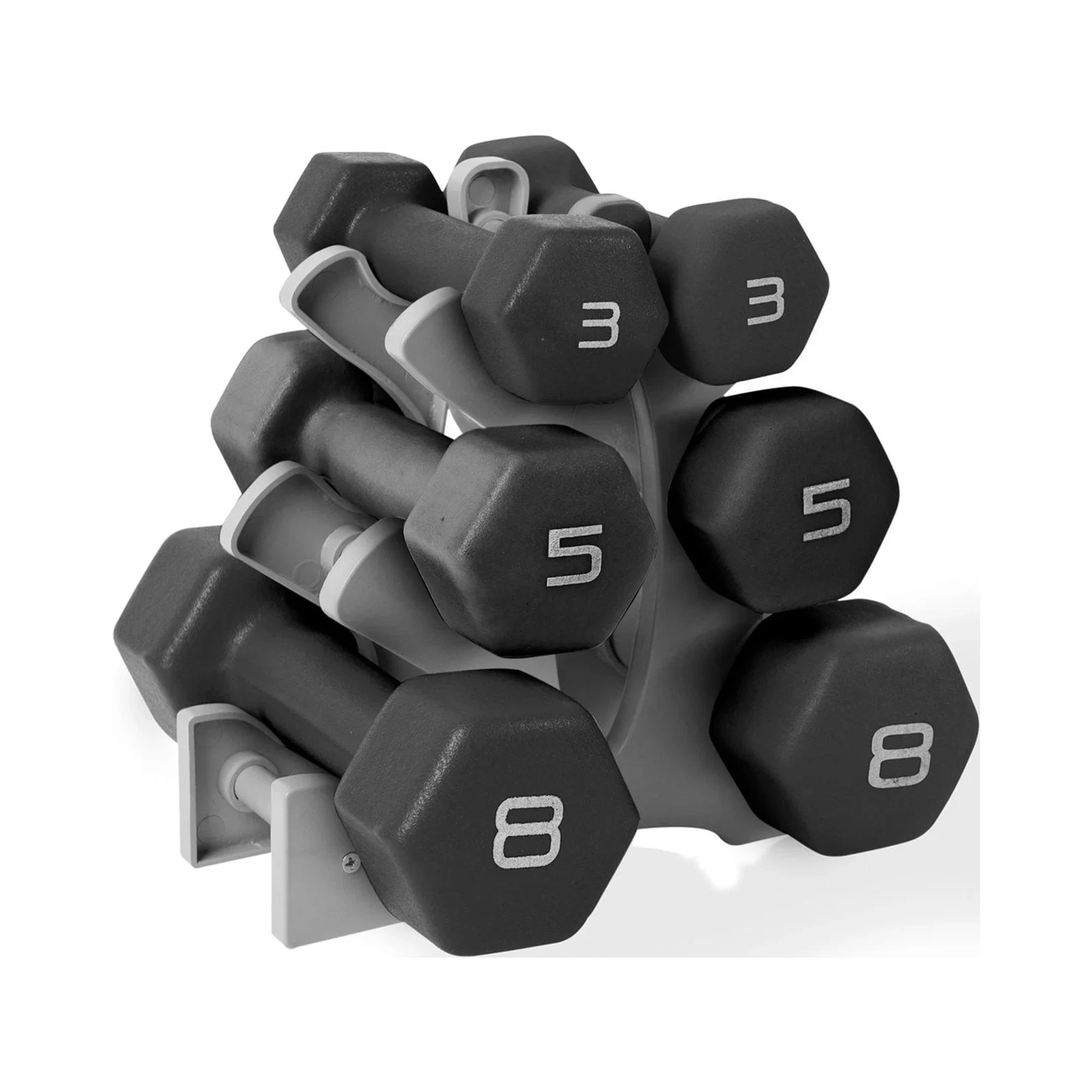 32 Lb Neoprene Dumbbell Set with Rack - Fitness Essential