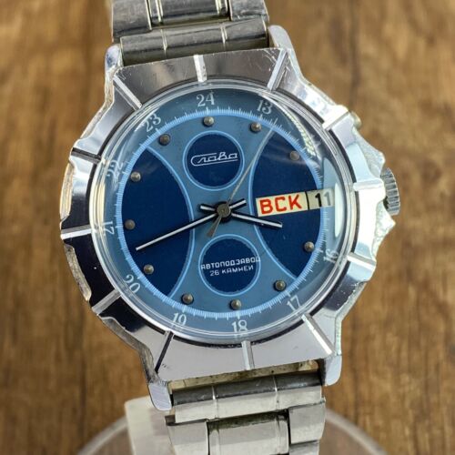 Slava Automatic 26j cal. 2427 vintage Soviet Era mens watch USSR - Picture 10 of 23