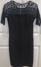TAHARI ARTHUR LEVINE LACE SHEATH BLACK LINED KNEE LENGTH DRESS SIZE 2 Polka Dots