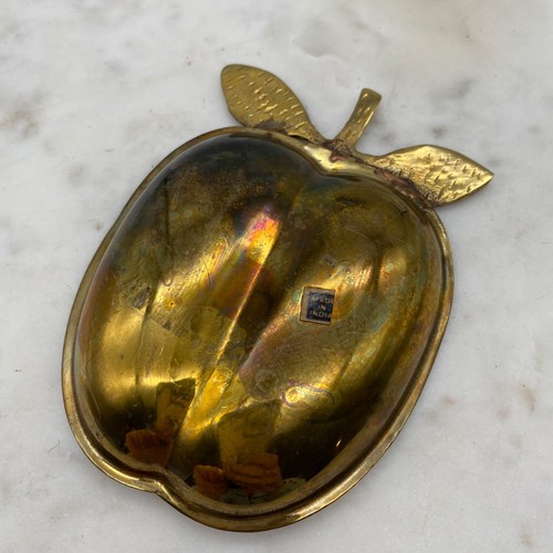 Bandeja de joyería de monedas de latón sólido de colección manzana atrapa todo plato baratija - Imagen 2 de 8