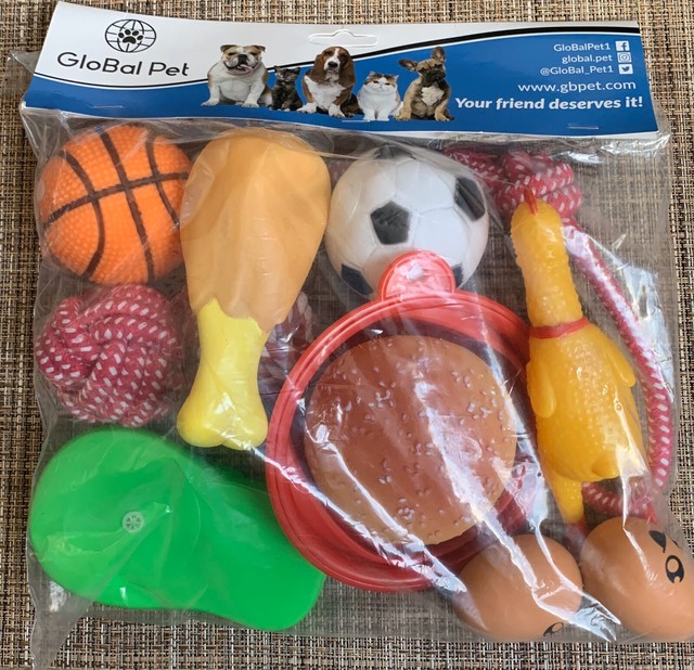 Small Dog Toy Pack Set Gift Of 10 With Bonus Collapsible Bowl By GloBal